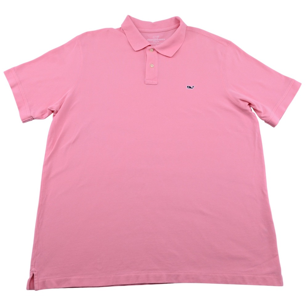 Vineyard Vines Polo Shirt Mens Large Pink Classic Fit Cotton Pique Short Sleeve